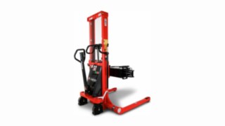 Logitrans Rollen-Rotator manuell mit Breitspur rot, weisser Hintergrund
