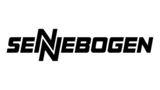 Firmen Logo Sennebogen, Schrift in weiss auf grünen Hintergrund