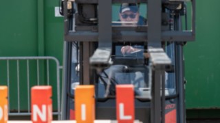 StaplerCup Parcours Linde Holzklötzer