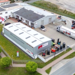Luftaufnahme vom Betriebsgelände MV Fördertechnik GmbH Blick von Ost nach West